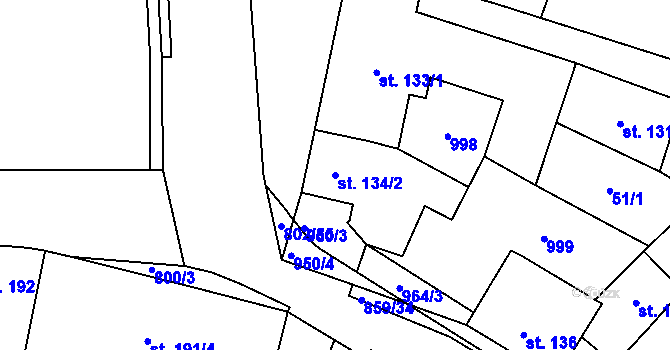 Parcela st. 134/2 v KÚ Zásmuky, Katastrální mapa