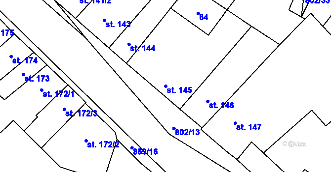 Parcela st. 145 v KÚ Zásmuky, Katastrální mapa