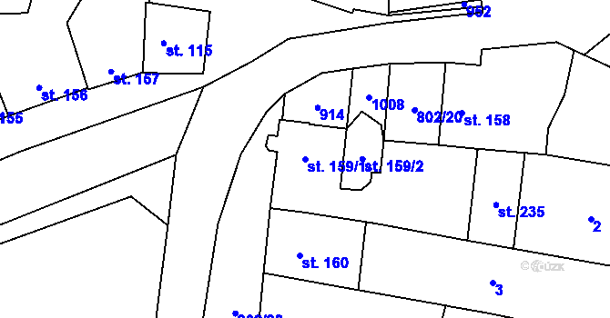 Parcela st. 159/1 v KÚ Zásmuky, Katastrální mapa