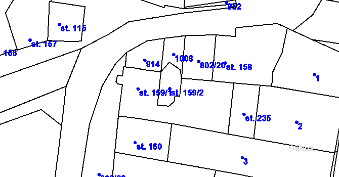 Parcela st. 159/2 v KÚ Zásmuky, Katastrální mapa