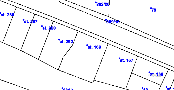 Parcela st. 168 v KÚ Zásmuky, Katastrální mapa