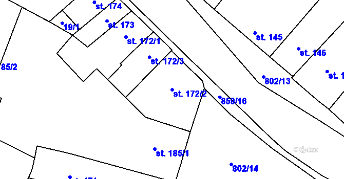 Parcela st. 172/2 v KÚ Zásmuky, Katastrální mapa