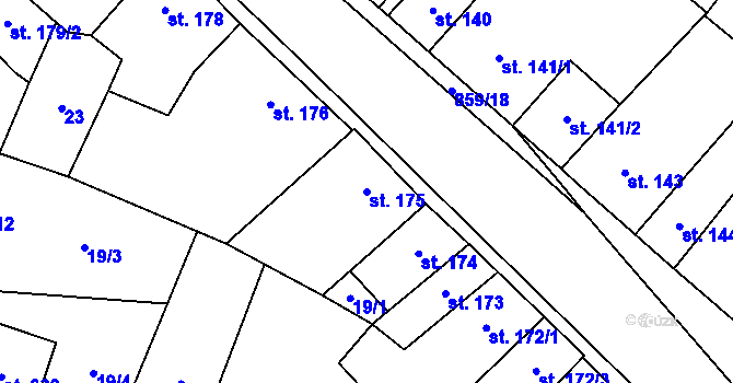 Parcela st. 175 v KÚ Zásmuky, Katastrální mapa