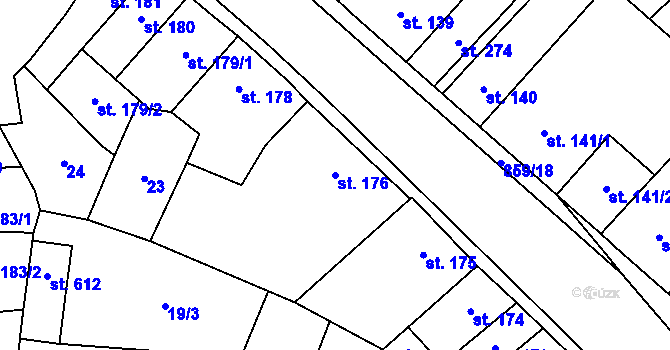 Parcela st. 176 v KÚ Zásmuky, Katastrální mapa