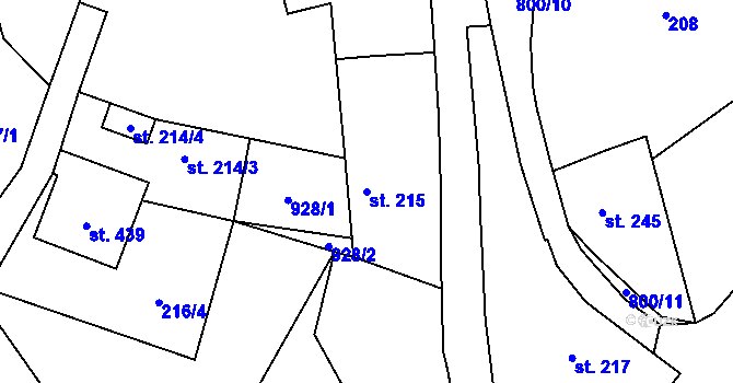Parcela st. 215 v KÚ Zásmuky, Katastrální mapa
