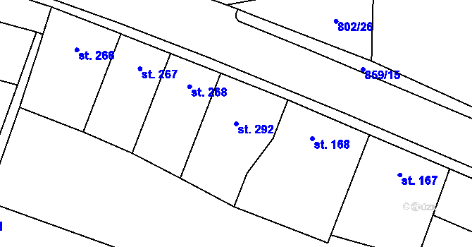 Parcela st. 292 v KÚ Zásmuky, Katastrální mapa