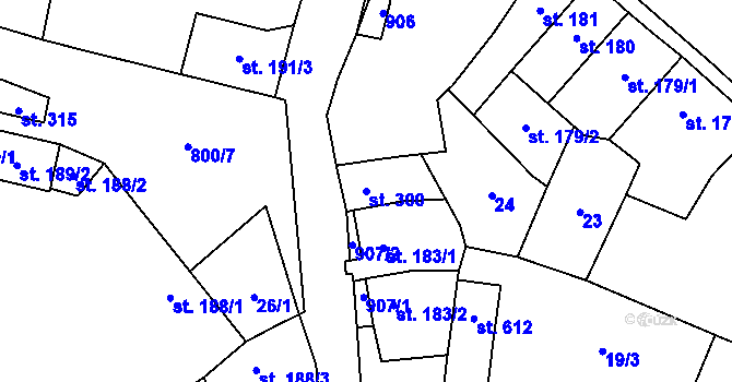 Parcela st. 300 v KÚ Zásmuky, Katastrální mapa