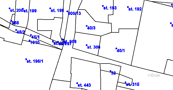 Parcela st. 306 v KÚ Zásmuky, Katastrální mapa