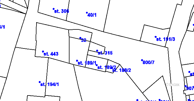 Parcela st. 315 v KÚ Zásmuky, Katastrální mapa
