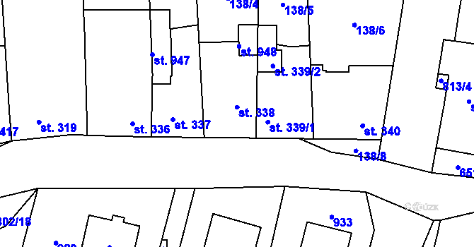 Parcela st. 338 v KÚ Zásmuky, Katastrální mapa