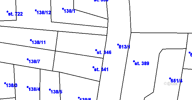 Parcela st. 346 v KÚ Zásmuky, Katastrální mapa