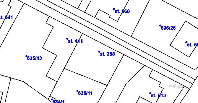 Parcela st. 358 v KÚ Zásmuky, Katastrální mapa