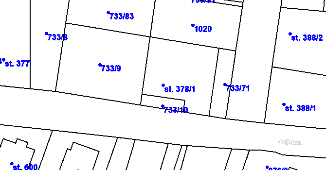 Parcela st. 378/1 v KÚ Zásmuky, Katastrální mapa