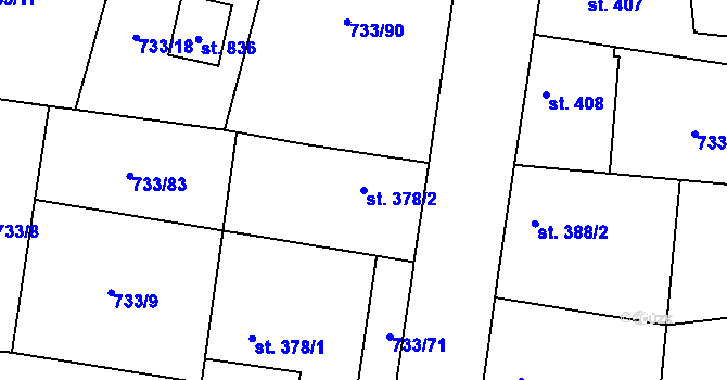Parcela st. 378/2 v KÚ Zásmuky, Katastrální mapa