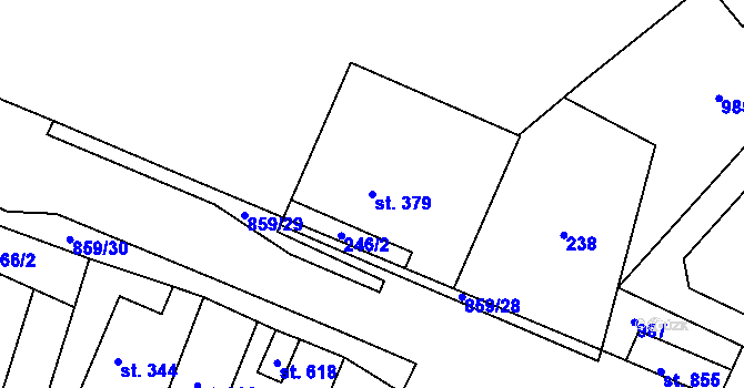 Parcela st. 379 v KÚ Zásmuky, Katastrální mapa