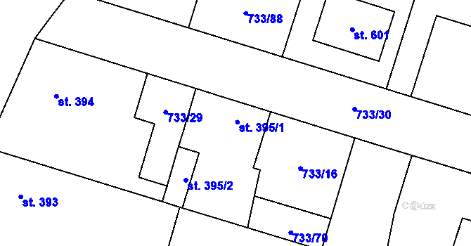 Parcela st. 395 v KÚ Zásmuky, Katastrální mapa