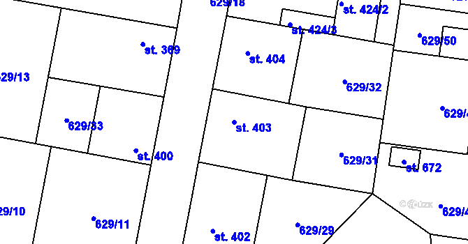 Parcela st. 403 v KÚ Zásmuky, Katastrální mapa