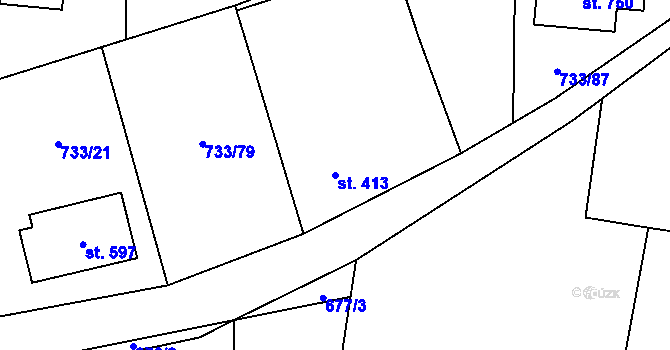 Parcela st. 413 v KÚ Zásmuky, Katastrální mapa