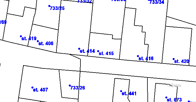 Parcela st. 415 v KÚ Zásmuky, Katastrální mapa