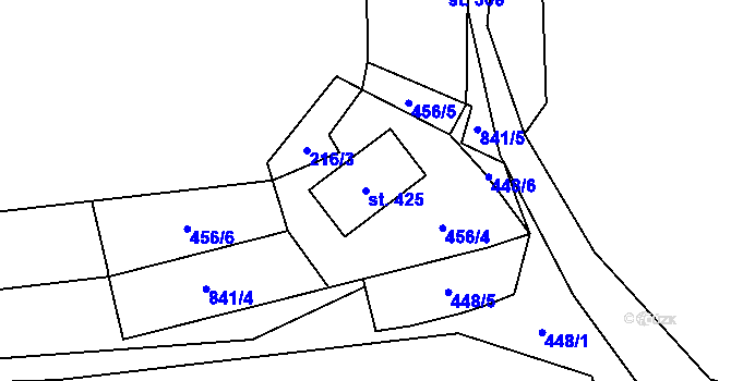 Parcela st. 425 v KÚ Zásmuky, Katastrální mapa