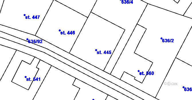 Parcela st. 445 v KÚ Zásmuky, Katastrální mapa