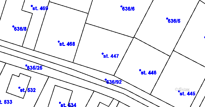 Parcela st. 447 v KÚ Zásmuky, Katastrální mapa