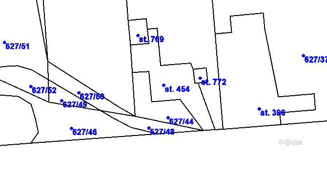 Parcela st. 454 v KÚ Zásmuky, Katastrální mapa