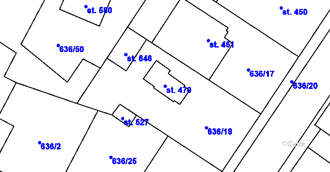 Parcela st. 470 v KÚ Zásmuky, Katastrální mapa