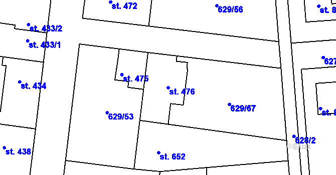 Parcela st. 476 v KÚ Zásmuky, Katastrální mapa