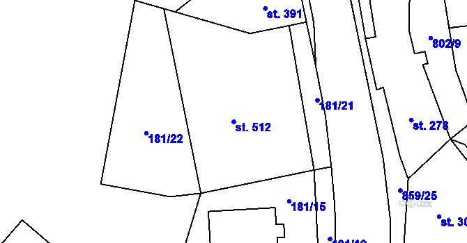 Parcela st. 512 v KÚ Zásmuky, Katastrální mapa