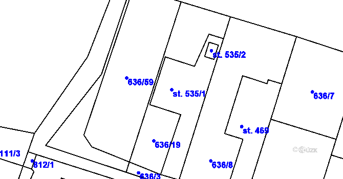 Parcela st. 535/1 v KÚ Zásmuky, Katastrální mapa