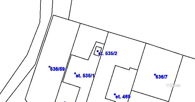 Parcela st. 535/2 v KÚ Zásmuky, Katastrální mapa