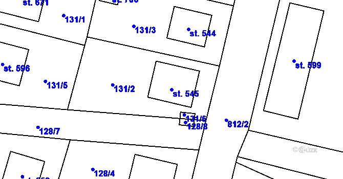 Parcela st. 545 v KÚ Zásmuky, Katastrální mapa