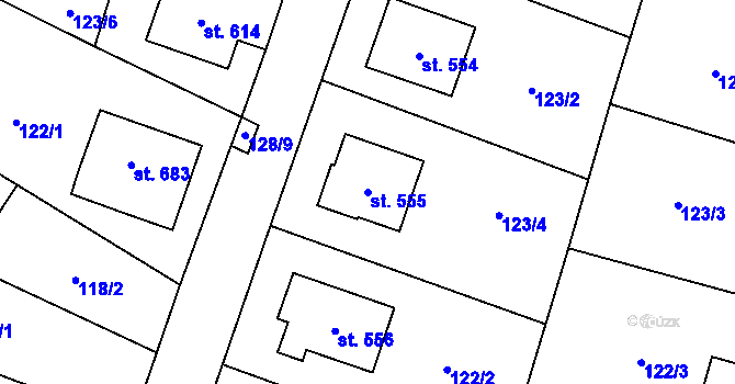 Parcela st. 555 v KÚ Zásmuky, Katastrální mapa