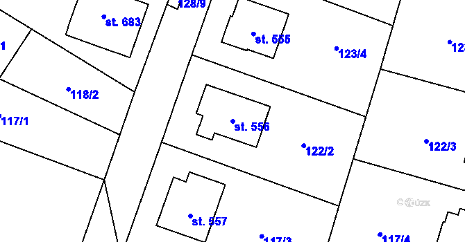 Parcela st. 556 v KÚ Zásmuky, Katastrální mapa