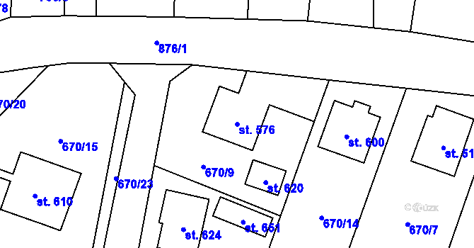 Parcela st. 576 v KÚ Zásmuky, Katastrální mapa