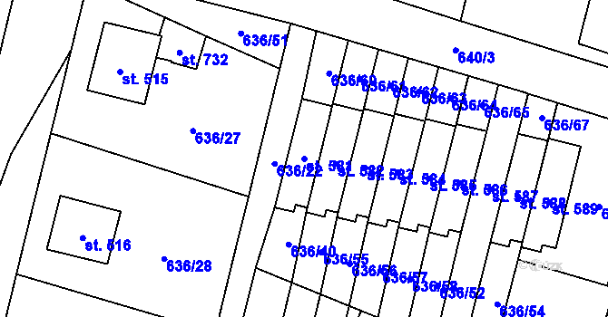 Parcela st. 581 v KÚ Zásmuky, Katastrální mapa