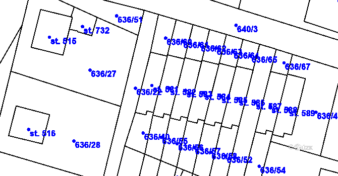 Parcela st. 582 v KÚ Zásmuky, Katastrální mapa