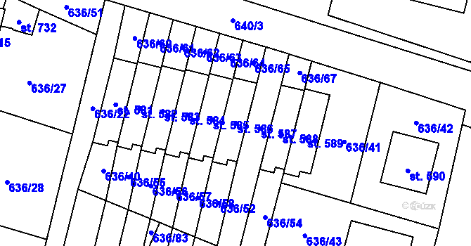 Parcela st. 586 v KÚ Zásmuky, Katastrální mapa