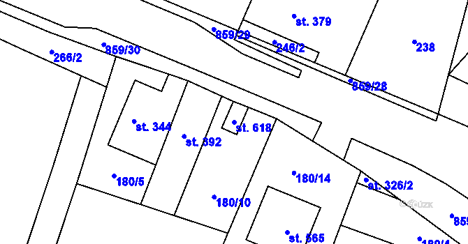 Parcela st. 618 v KÚ Zásmuky, Katastrální mapa
