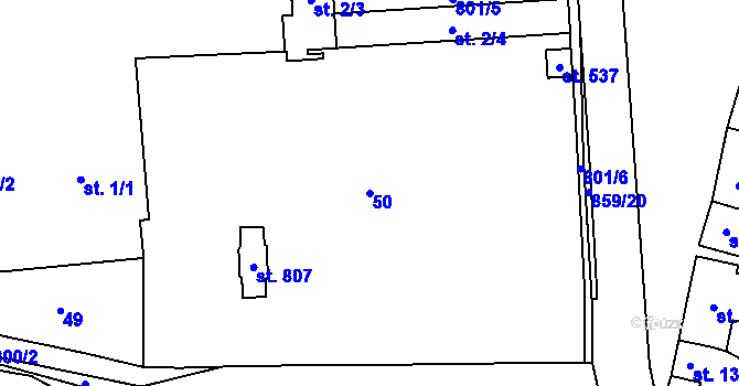 Parcela st. 50 v KÚ Zásmuky, Katastrální mapa