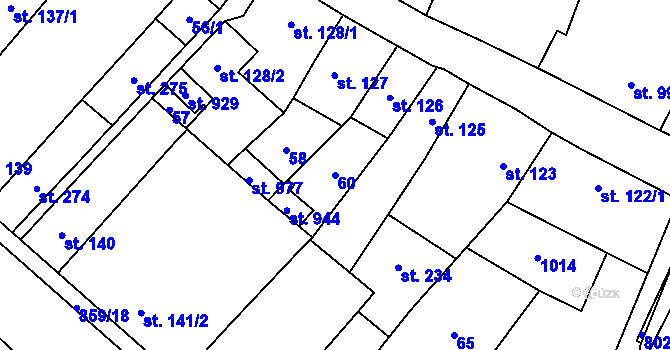 Parcela st. 60 v KÚ Zásmuky, Katastrální mapa