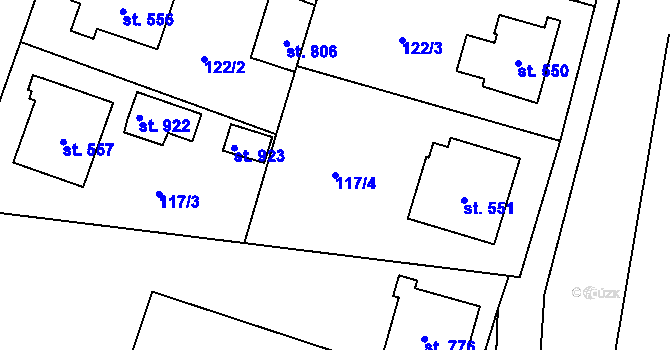 Parcela st. 117/4 v KÚ Zásmuky, Katastrální mapa
