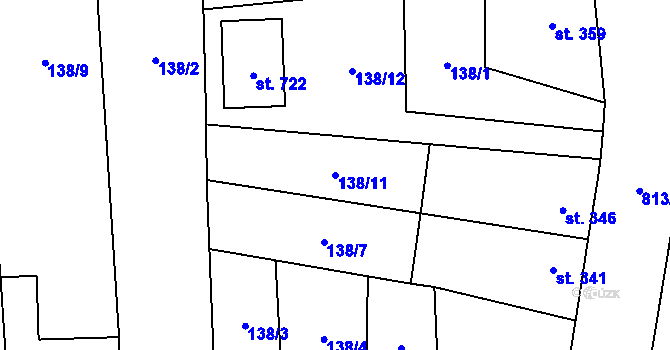 Parcela st. 138/11 v KÚ Zásmuky, Katastrální mapa
