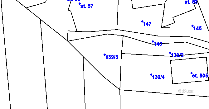 Parcela st. 139/3 v KÚ Zásmuky, Katastrální mapa