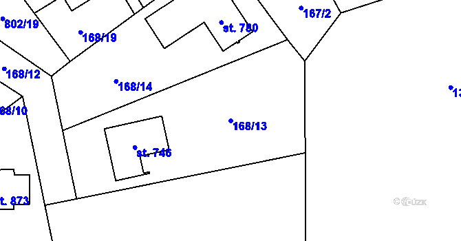 Parcela st. 168/13 v KÚ Zásmuky, Katastrální mapa