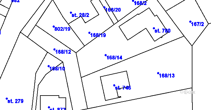 Parcela st. 168/14 v KÚ Zásmuky, Katastrální mapa