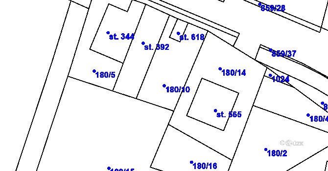 Parcela st. 180/10 v KÚ Zásmuky, Katastrální mapa