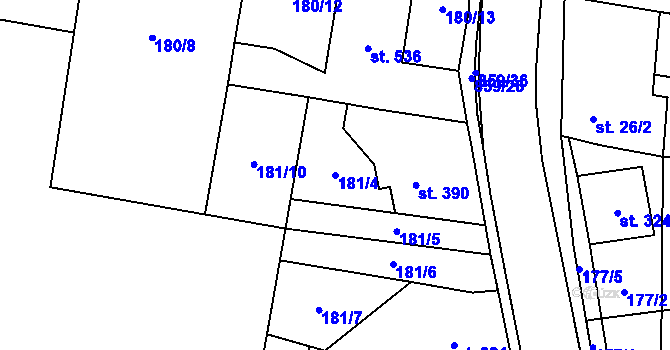 Parcela st. 181/4 v KÚ Zásmuky, Katastrální mapa