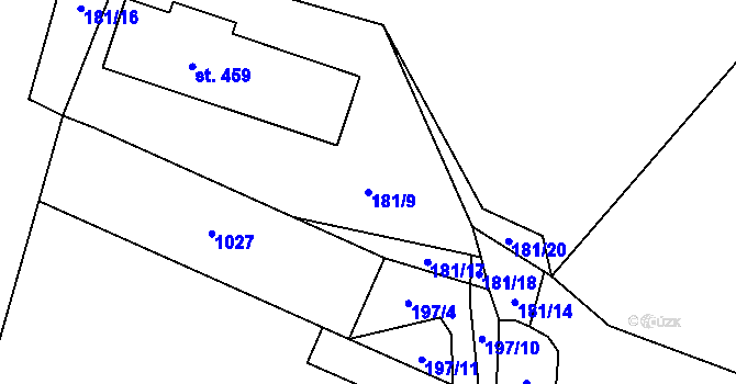 Parcela st. 181/9 v KÚ Zásmuky, Katastrální mapa